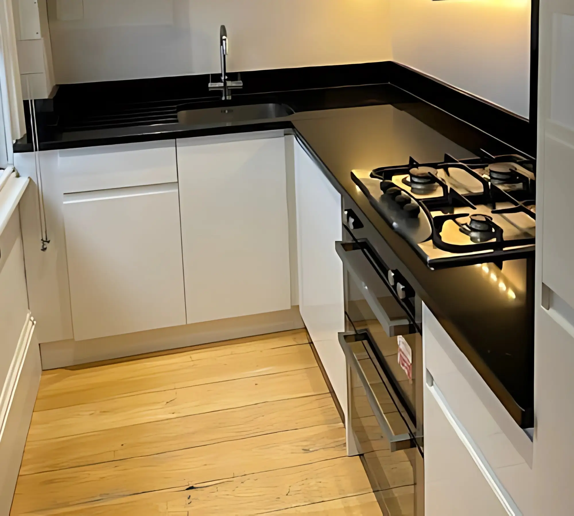 Corner kitchen sink and stove