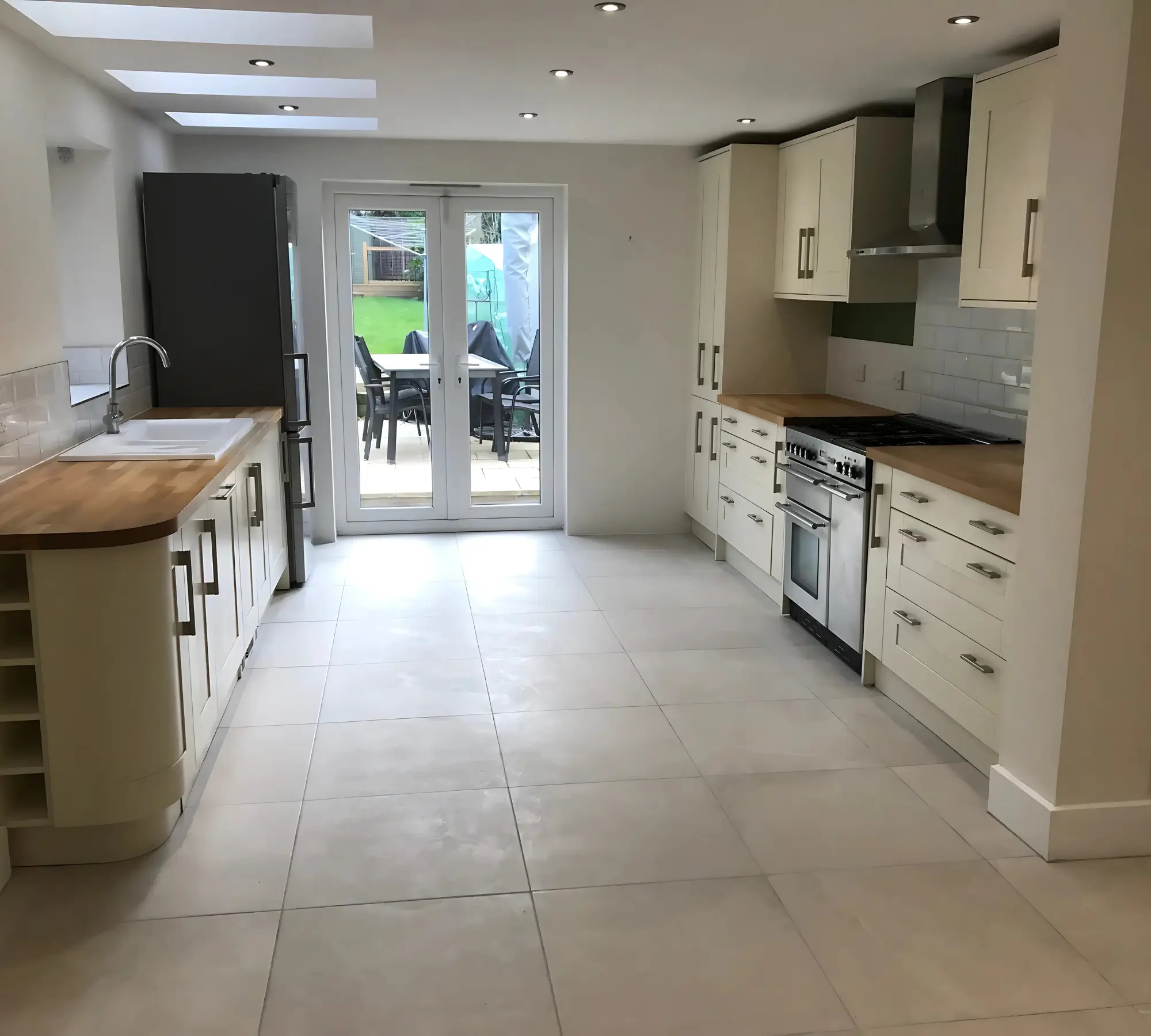 Bright kitchen with patio access