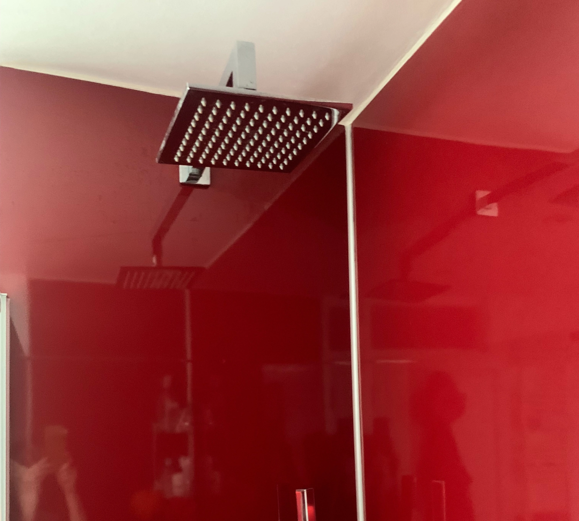 Red shower with a square head
