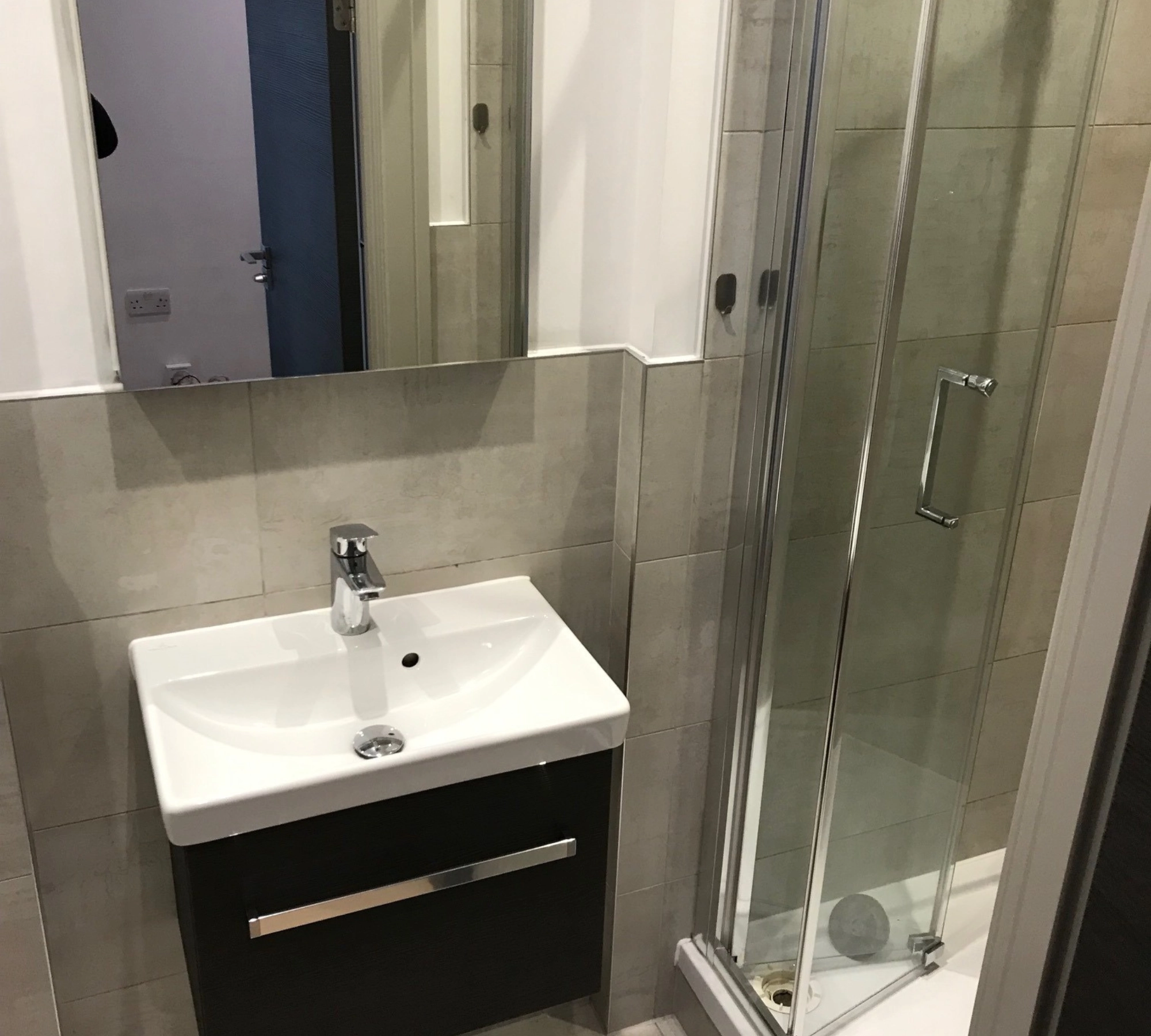 Modern bathroom with glass shower