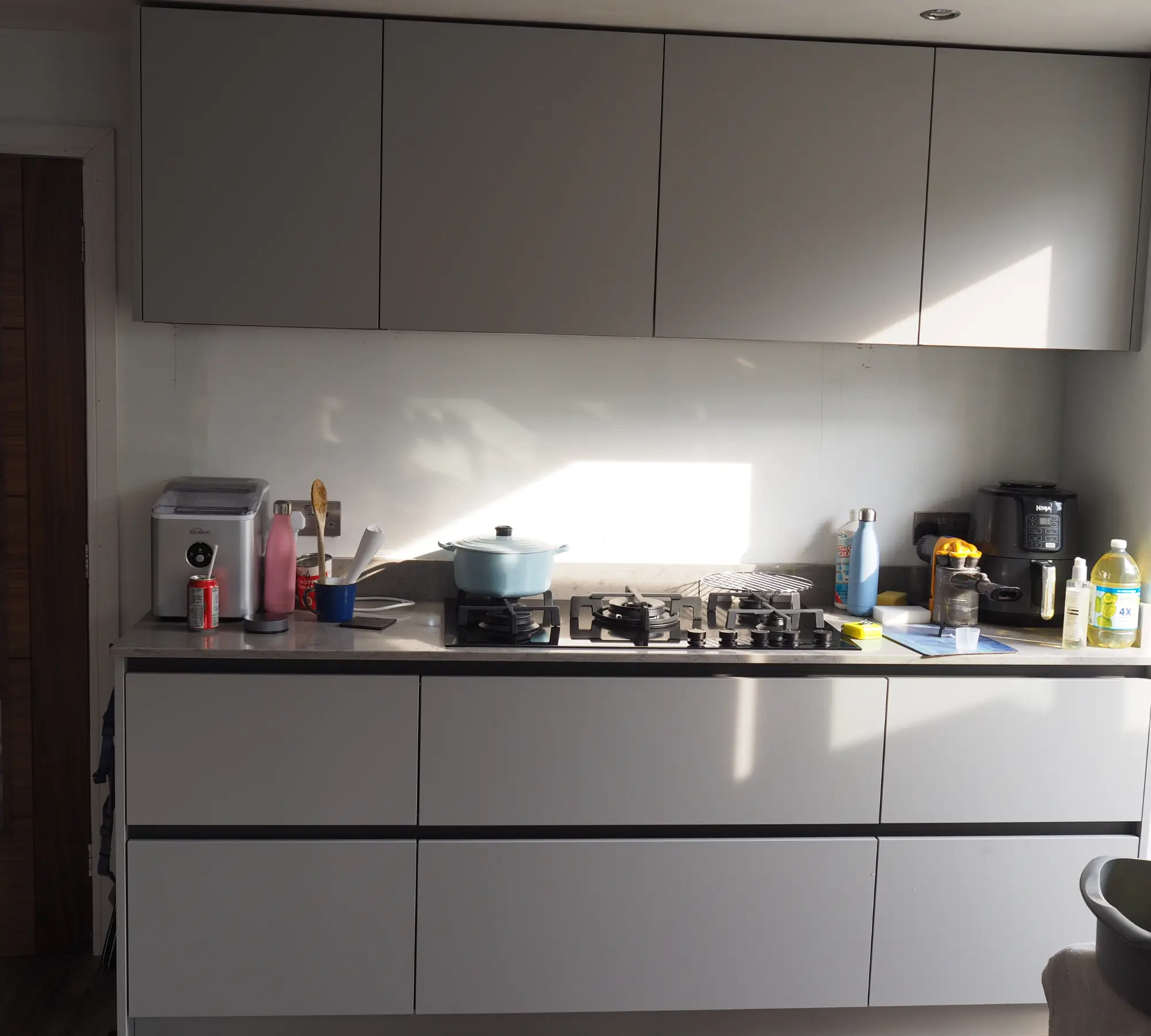 Kitchen counter in sunlight