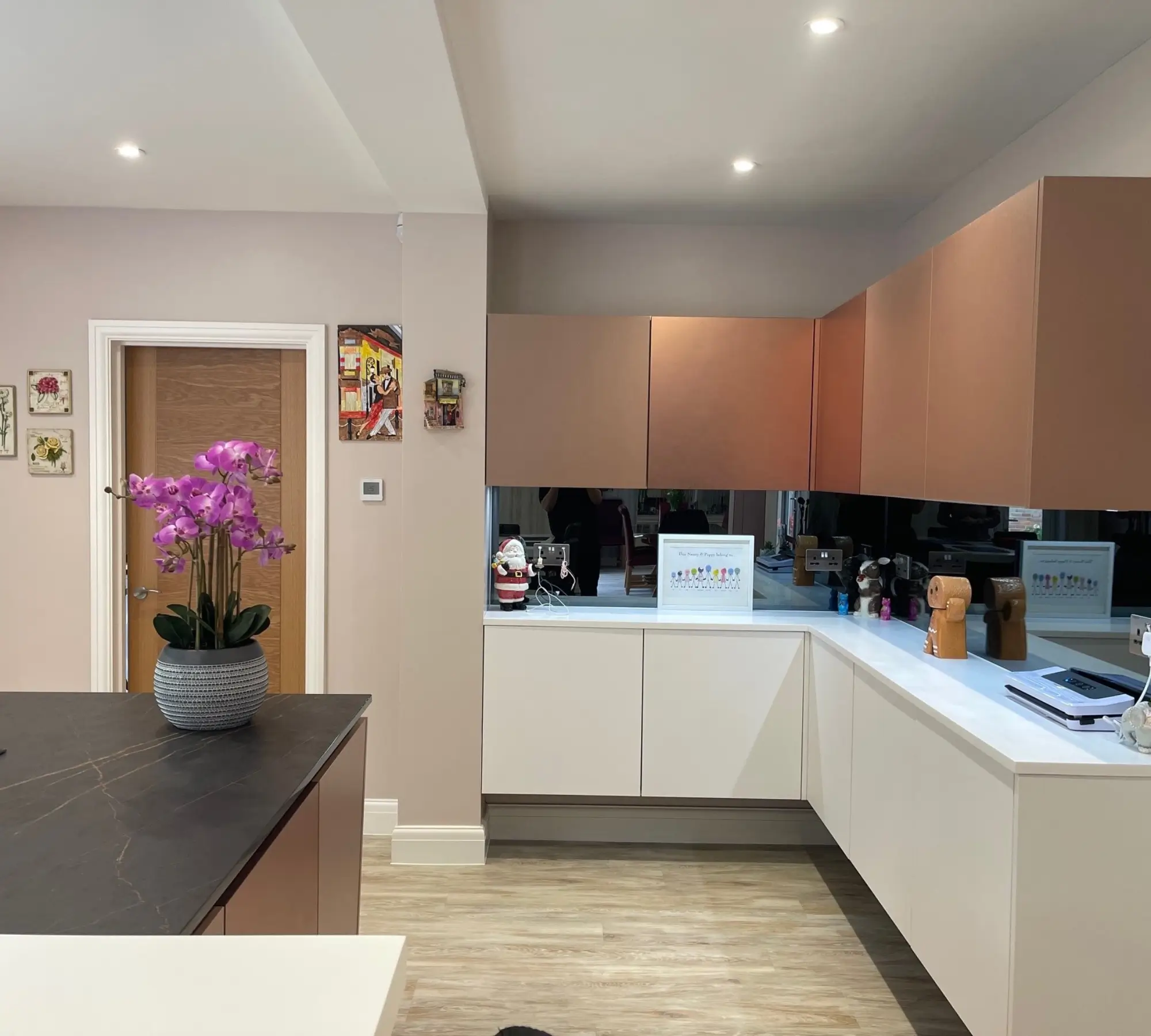 Kitchen with copper cabinets