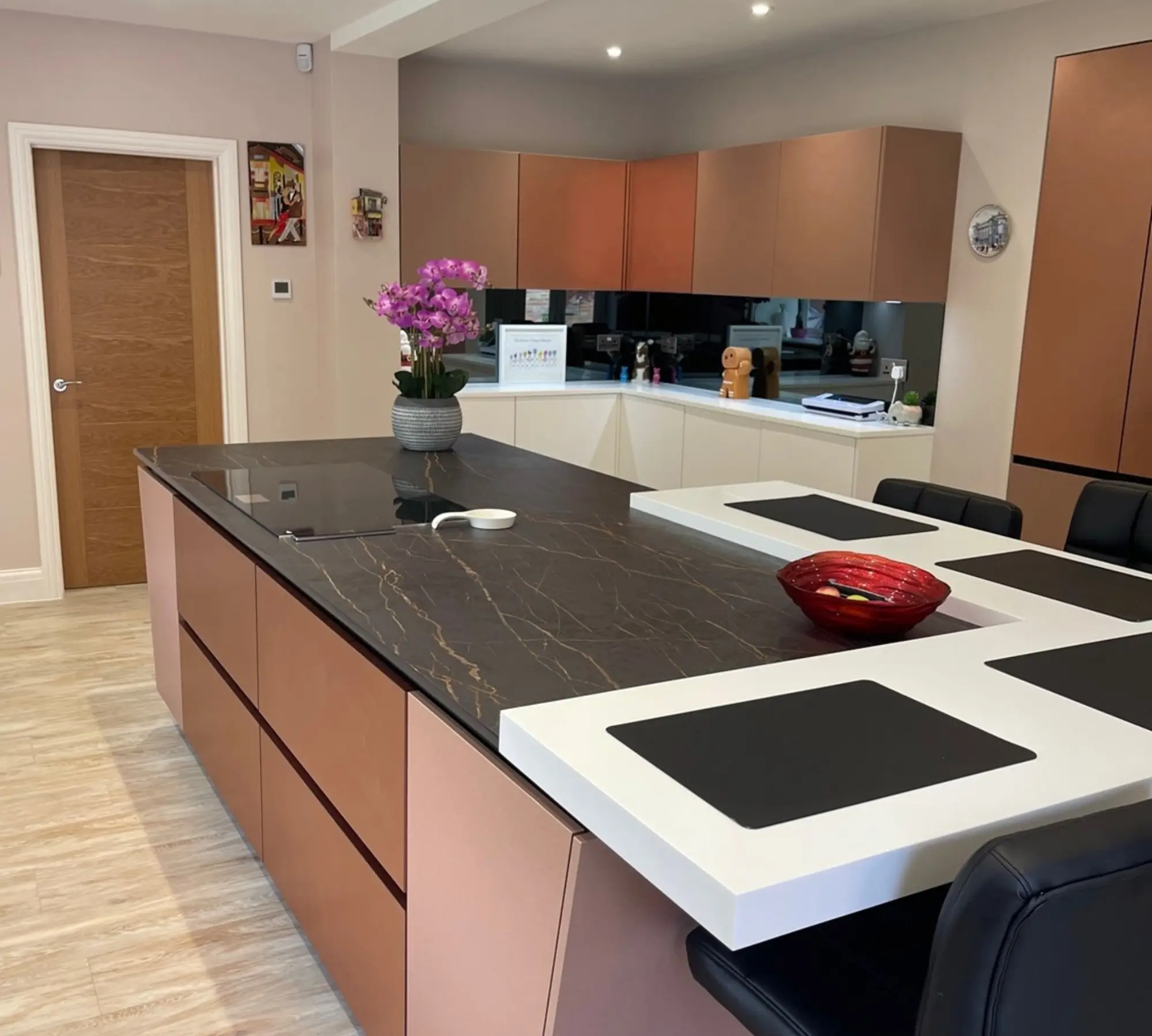 Kitchen island with seating area
