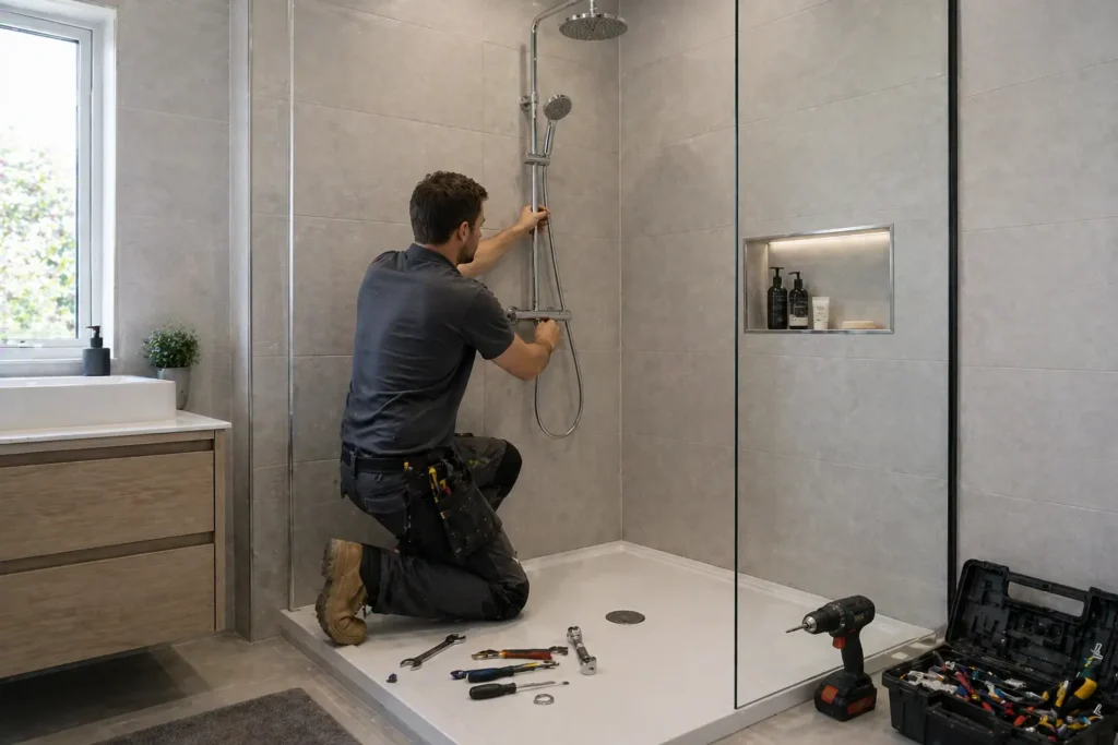 tile shower wall installation The Handy Home Pro
