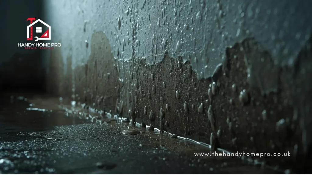 Condensation running down a single-glazed or poorly insulated window in a UK home