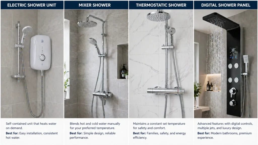 types of shower electric mixer digital The Handy Home Pro